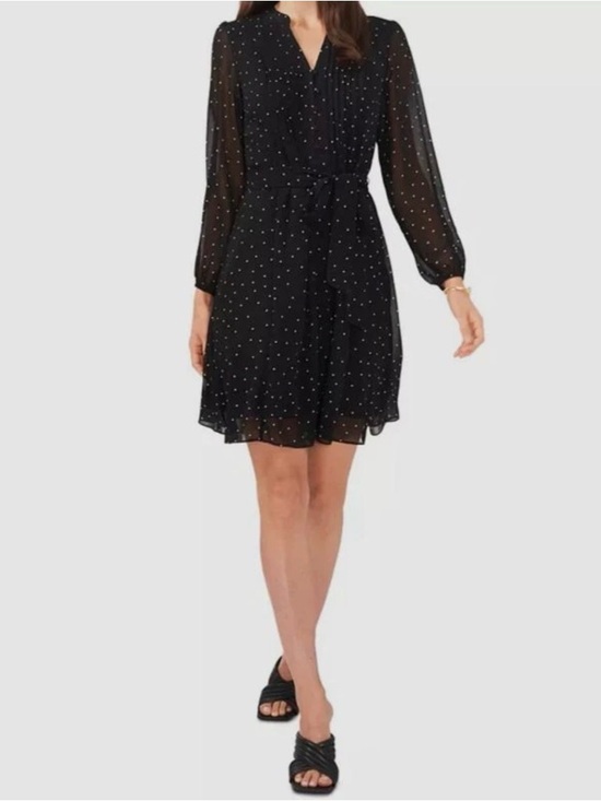 MSK Dresses & Skirts - MSK Black Mini Dress with White Polka Dots